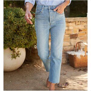 Frank & Eileen Monaghan Jeans High Rise Cropped Button Fly Raw Hem Size 30 EUC